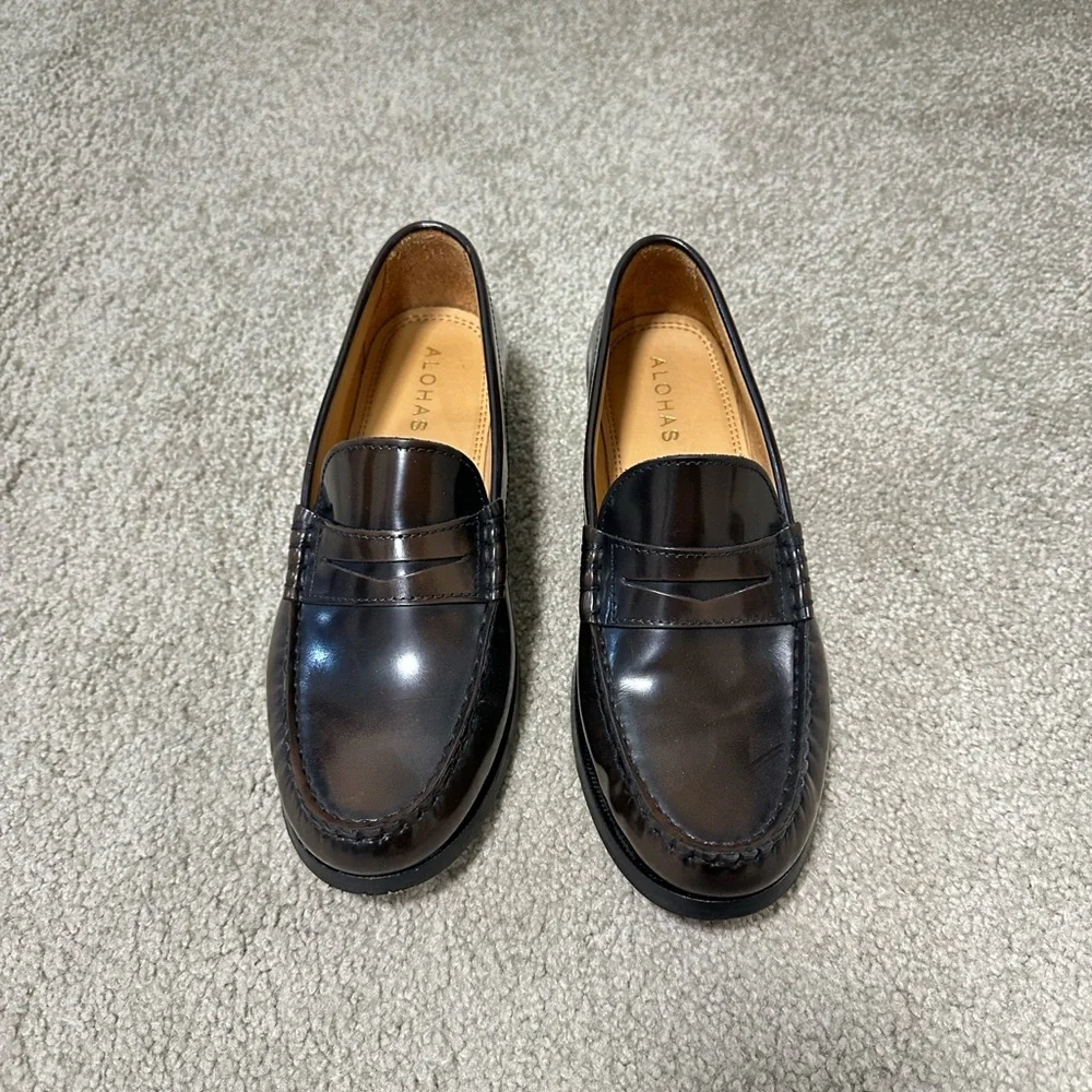 SOLD‼️ ALOHAS Women's Dark Brown Leather Loafers - Picture 3 of 4
